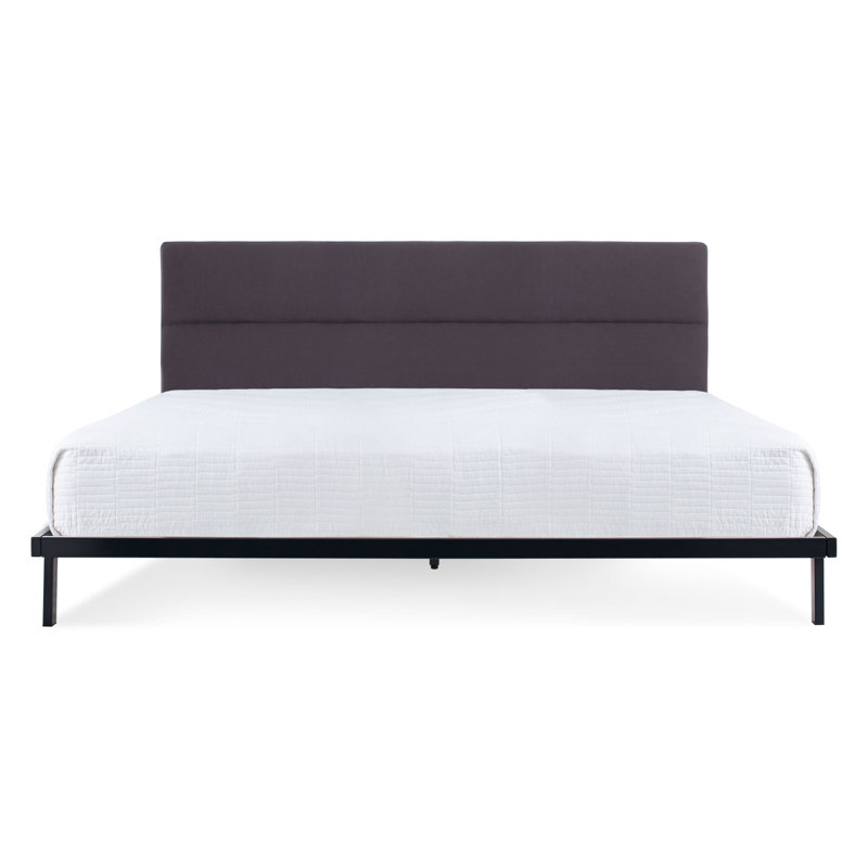 Station Upholstered Metal Platform Bed, King, Navy/Edwards Light Gray
