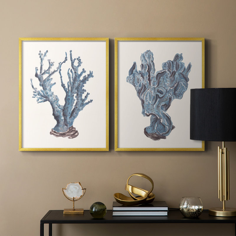 Indigo Reef I-Premium, reproduction encadrée prête à accrocher - aucun clou requis - aucun clou requis, H 29 po x l 46 po