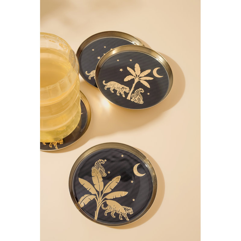 Ensemble de sous-verres dorés Safari Midnight