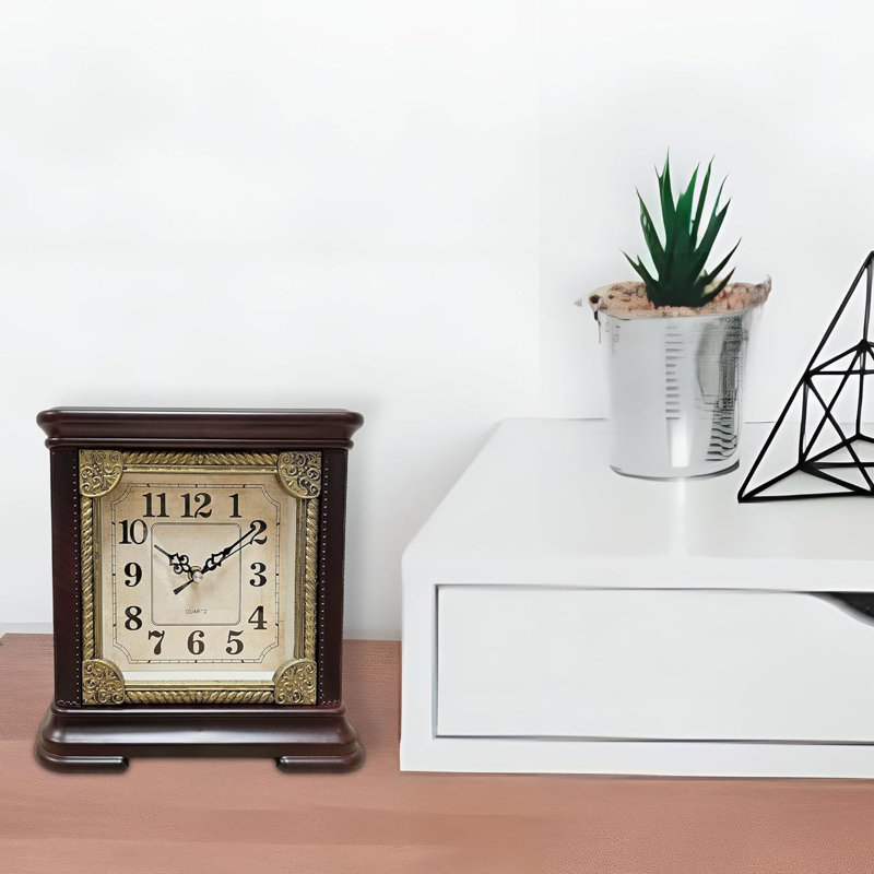 Petros Analogue Electric Tabletop Clock, Dark Brown