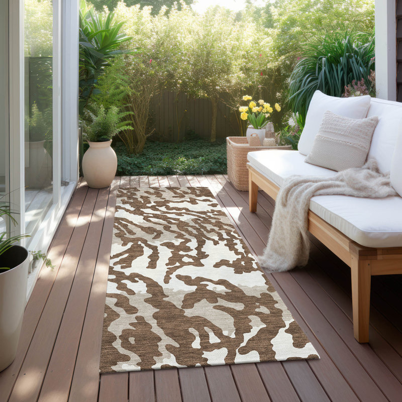 Malek Indoor/Outdoor Area Rug with Non-Slip Backing, Runner 2'3" x 7'6"