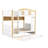 Full over Full Size Bunk Bed with House-shaped Guardrails and Storage Shelves and Trundle,White+Natural-1436143103