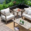 Ensemble de conversation en aluminium pour 5 personnes avec repose-pieds et coussins Harmonti-430717418