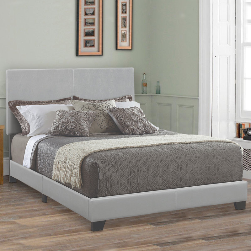 Mielke Vegan Leather Standard Bed, Full, Gray