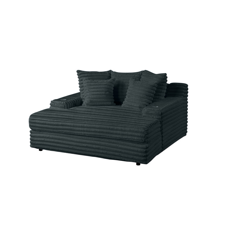 Chaise longue Big Cozy avec motif rayé 2 po, Gris
