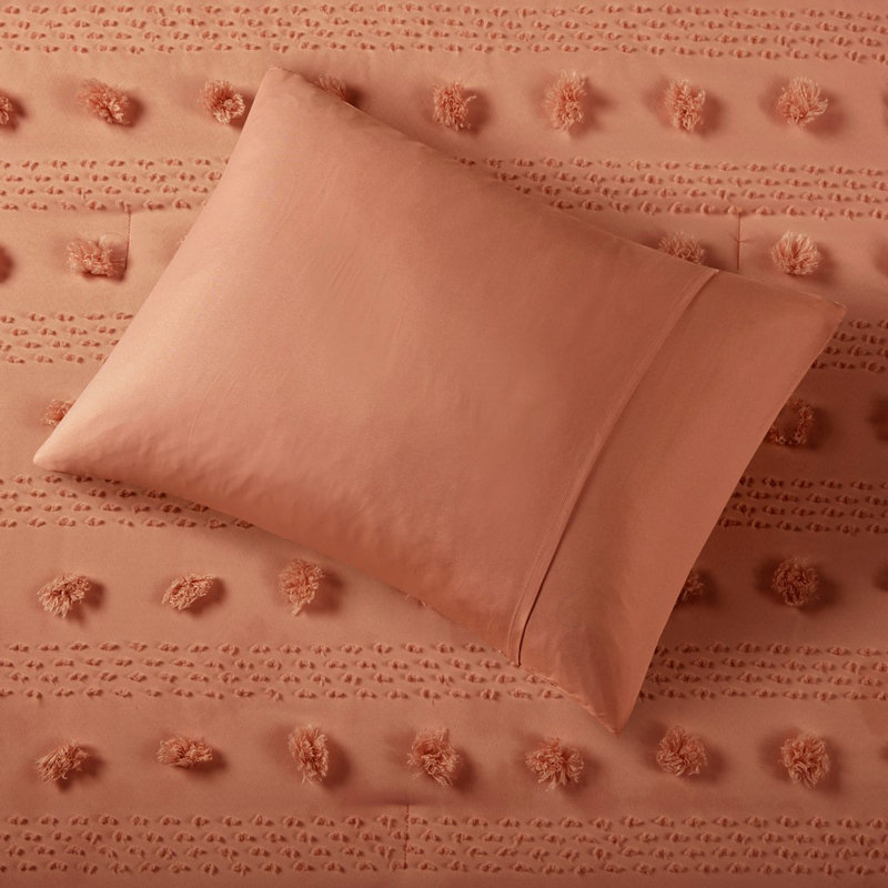 Ensemble d'édredon Clip Jacquard, Rouille, Édredon grand + 2 taies d'oreiller standard