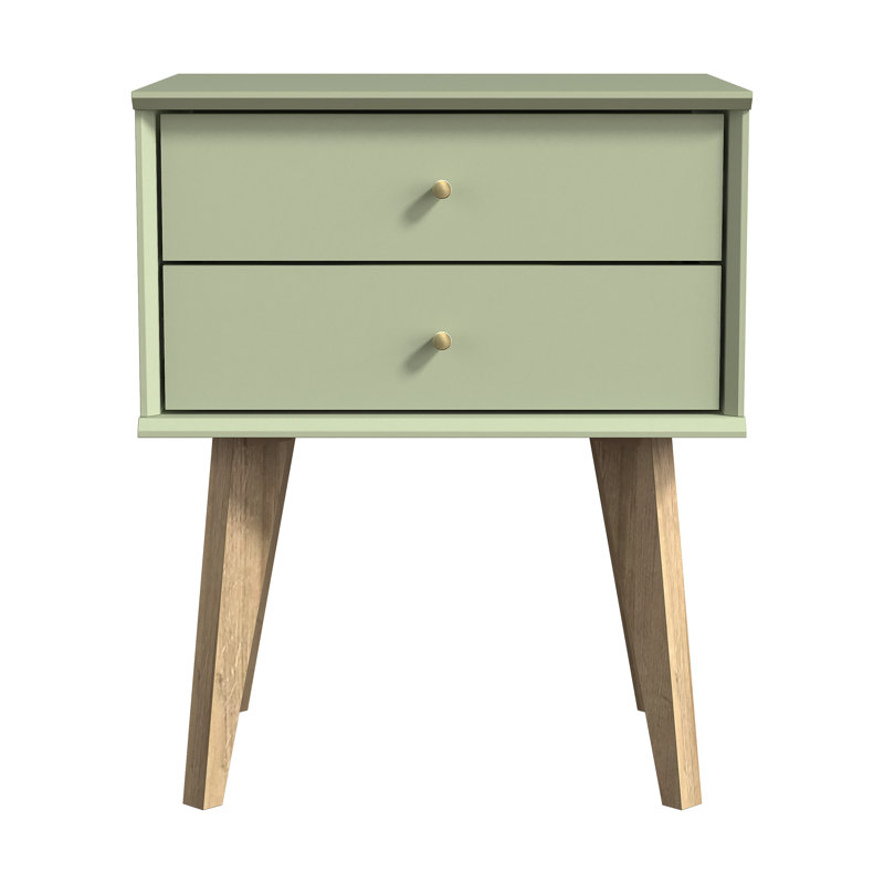 Branquinha 2 Drawer 22" H Nightstand, Sage Green/Reveira Eichi, Individual