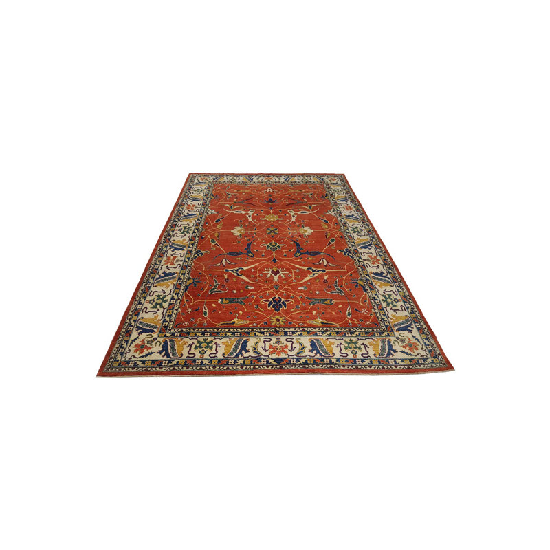 Daugherty Hand Knotted 9x12 Rust Rug