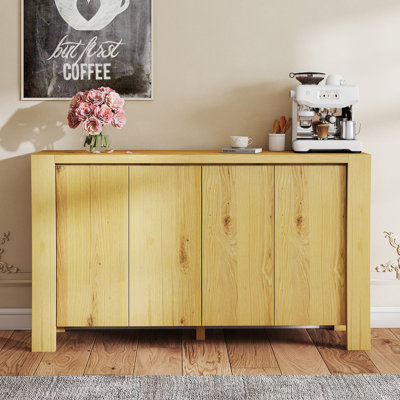 Loon Peak® Buffet Storage Cabinet For Dining Room, Kitchen, Wood 4-Door Sideboard With 4 Compartments