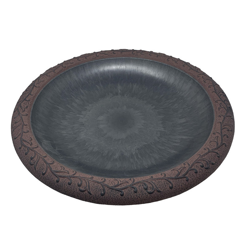 Tierra Garden 19" Black and Red Fiber Clay Birdbath Bowl