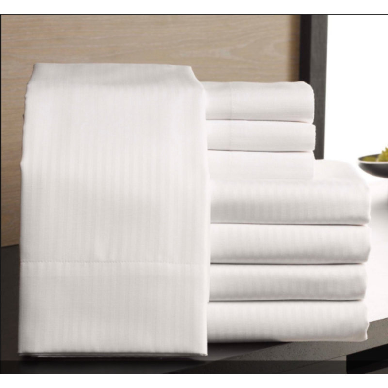 T-250 5 MM Satin Striped Cotton Blend Flat Sheet By Rifz, Full Flat Sheet