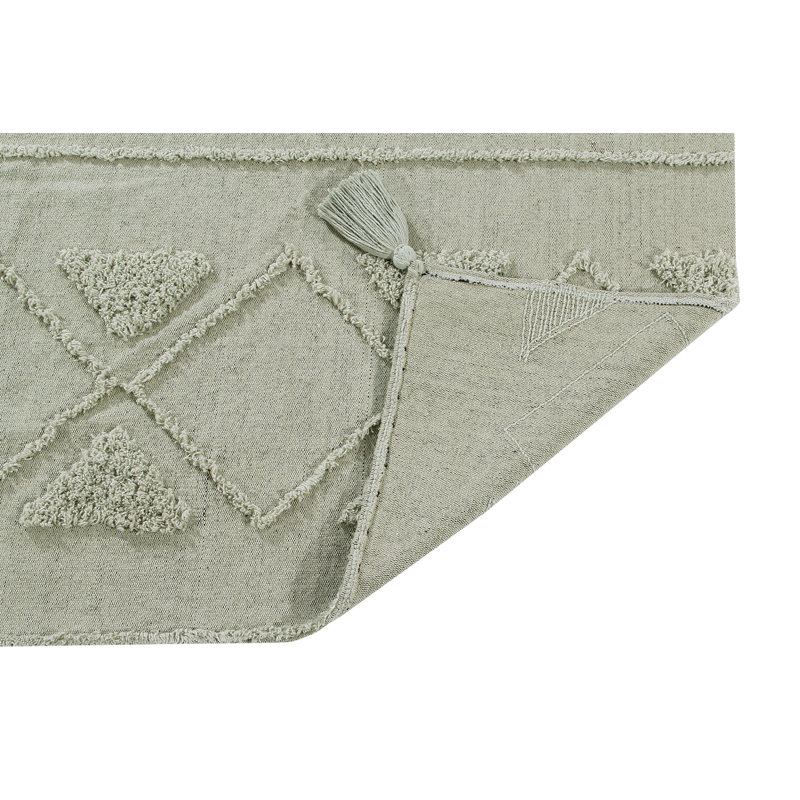 Tribu Cotton Southwestern Area Rug in Olive, Rectangle 5'7" x 8'