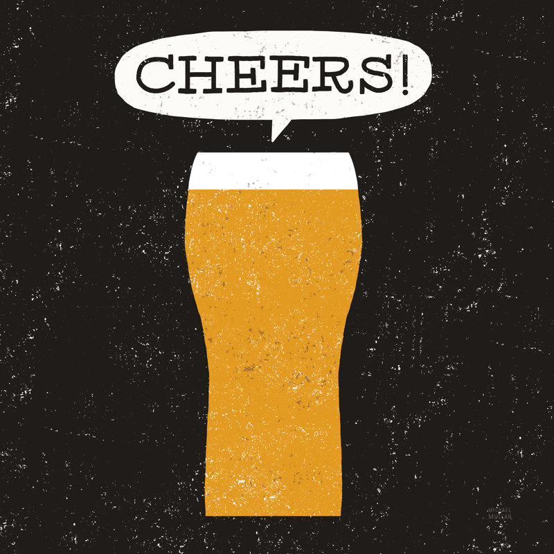 Craft Beer Cheers by Michael Mullan - No Frame Painting on Canvas, 30cm H x 30cm W x 3.8cm D