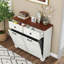 Console en bois avec tiroir dissimulé, armoire de trieur de linge de type porte de grange
