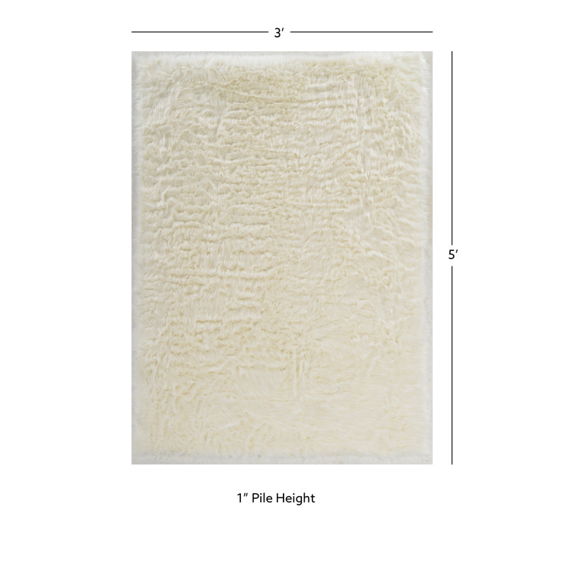 Tayyibah Faux Sheepskin Indoor Rug, Rectangle 3' x 5'