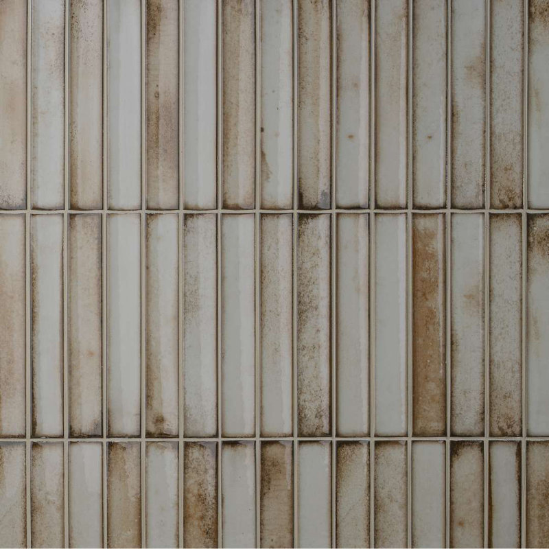 Sakura Fluted 4.5" x 9" Glossy Porcelain Wall Tile, Beige