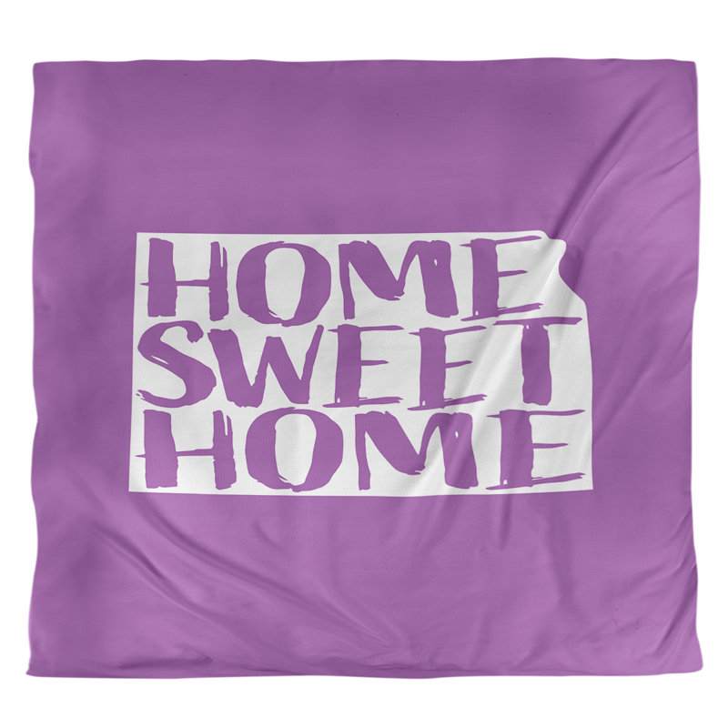 Housse de couette simple Kansas Home Sweet, Housse de couette pour très grand lit, Violet, Microfibre
