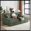 Canapé de 84 pouces en velours côtelé 3 places avec 3 coussins de dossier, 2 coussins décoratifs, 2 repose-pieds, 2 espaces de rangement et cannelures de maintien des tasses Canapé confortable pour le salon