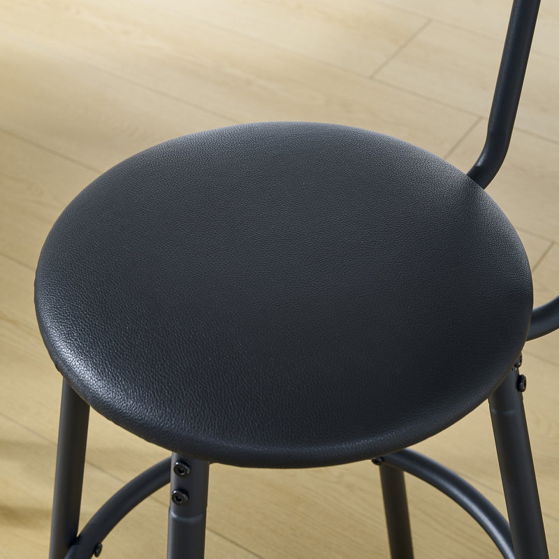 Ensemble de table de bar ronde et tabouret avec tablette, tabouret rembourré avec dossier