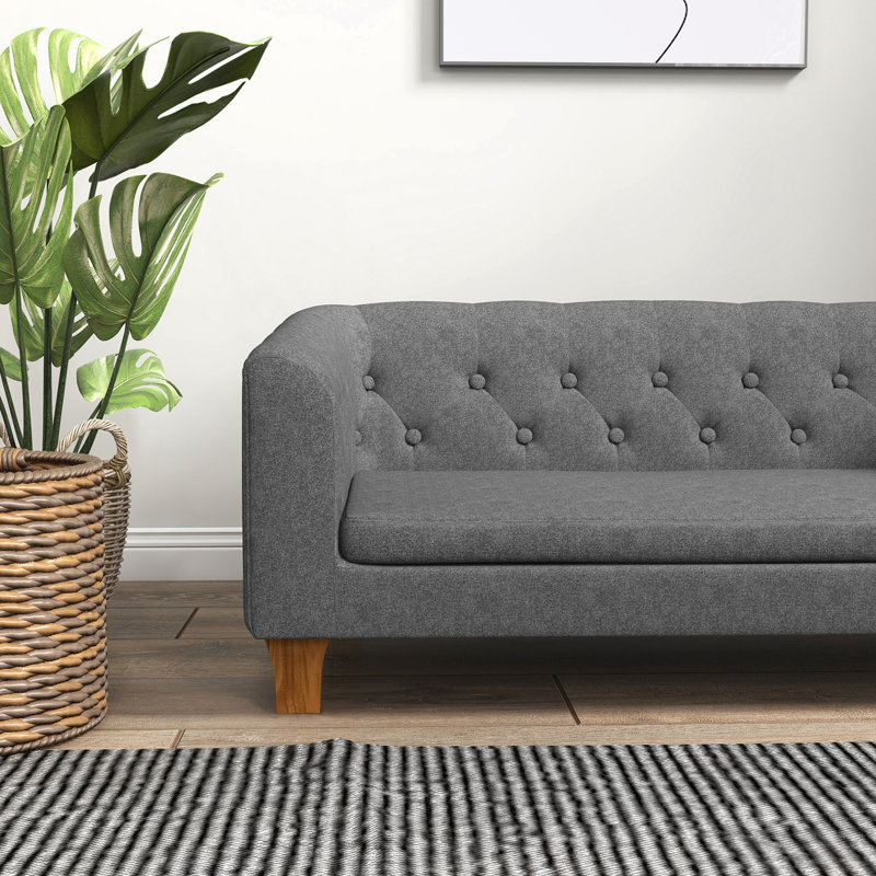 Pet sofa with armrests and button tufted back