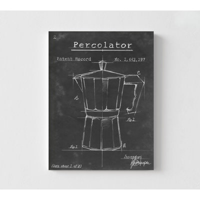 Morning Routine VI By Ethan Harper, Coffee Percolator Patent Coffee Shop Artwork Print, Breakfast Table Artwork Idea, Kitchen Wall Art
