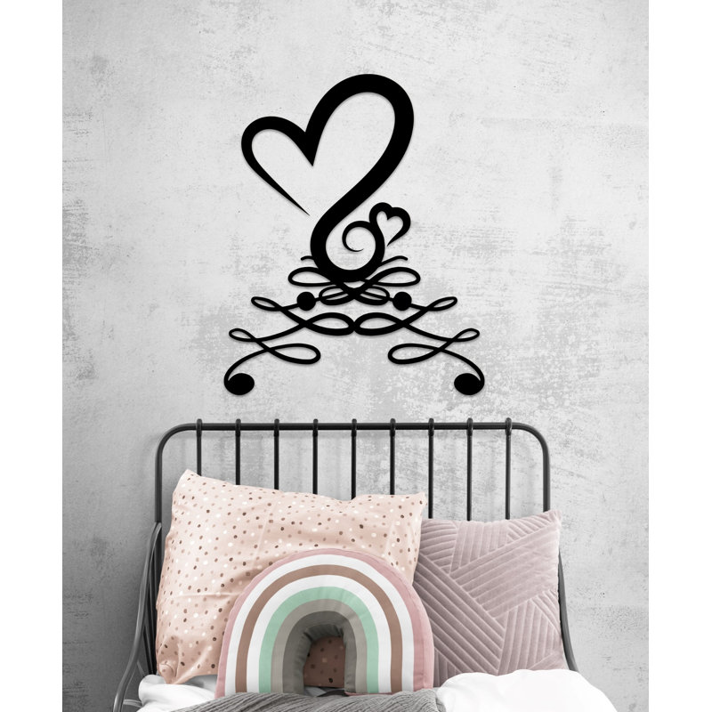 Décoration murale en métal Love & Infinity, cadeau de pendaison de crémaillère, H 38 po x l 31 po x P 0,5 po, Noir mat