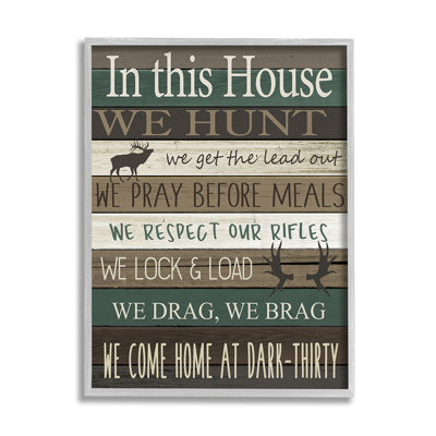 «Rustic Family House Rules Green Brown Tan» par Kim Allen - impression d'art graphique