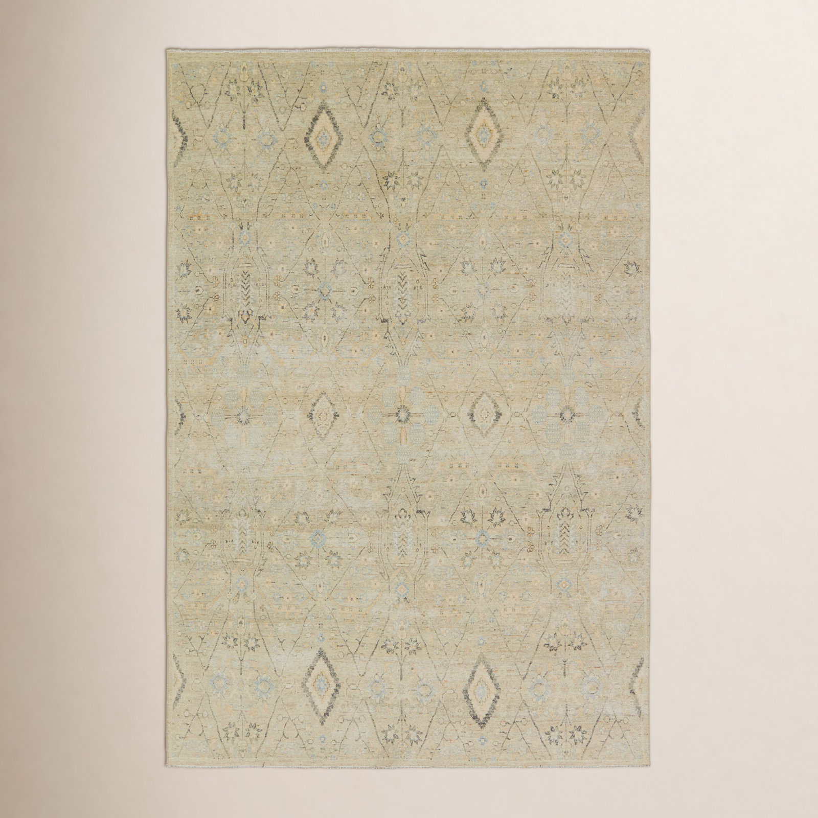 Ellett Green Blue Moroccan Rug, Rectangle 4' x 6'
