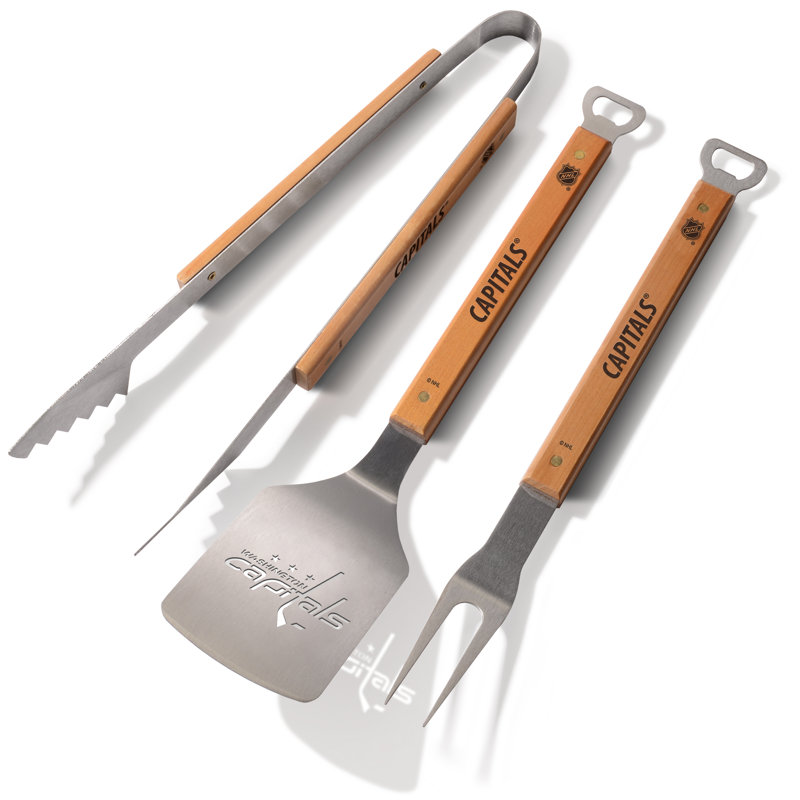 Stainless Steel Grilling Tool Set, Wood, Carolina Hurricanes