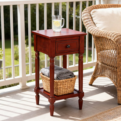Table d'appoint avec tiroir et tablette French Country