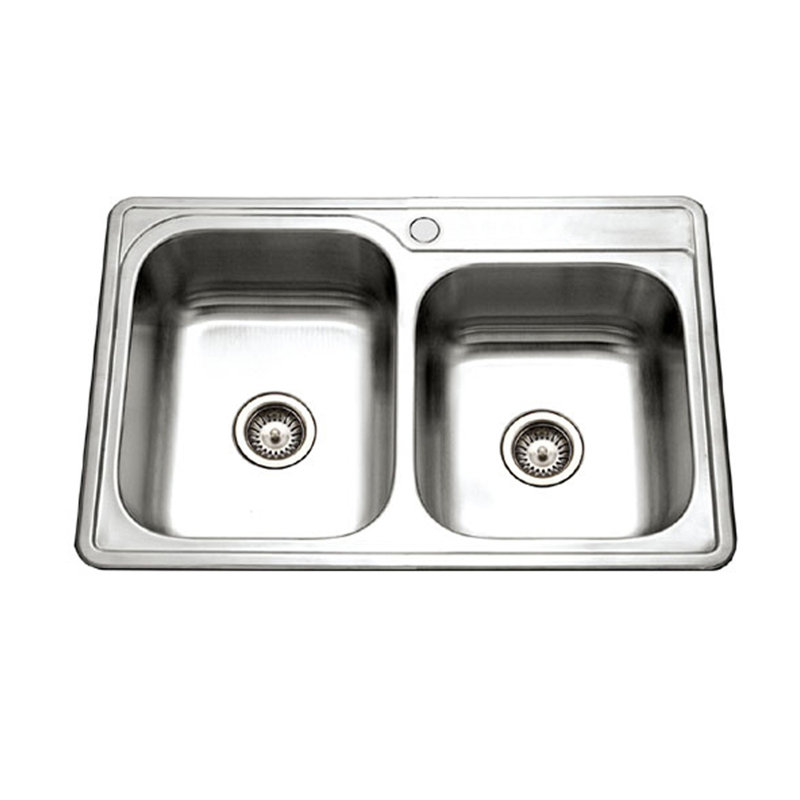 Glowtone 33'' L Double Bowl Stainless Steel Kitchen Sink