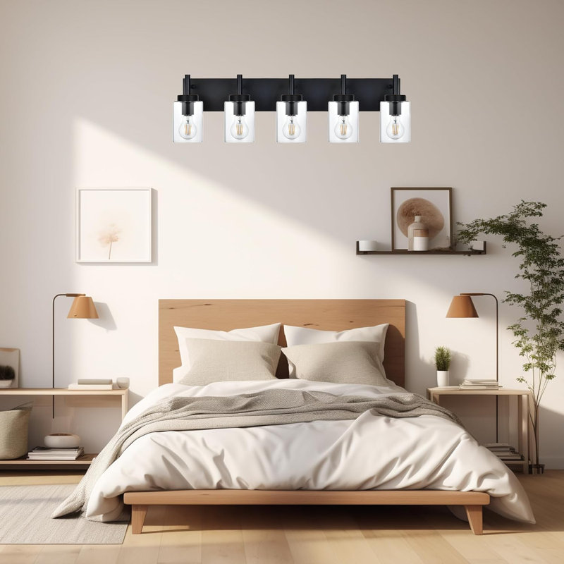 Modern Bathroom Vanity Light Fixture Brushed Nickel Wall Sconce With Clear Glass Shades For Bathroom Bedroom Living Room Hallway Over Mirror