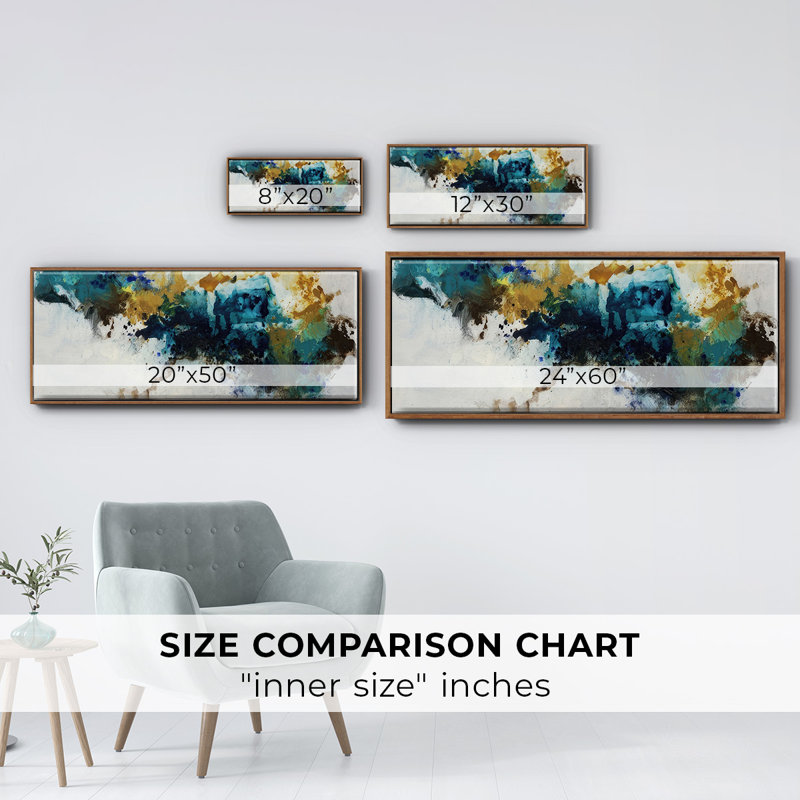 Teal Splat - Framed Canvas
