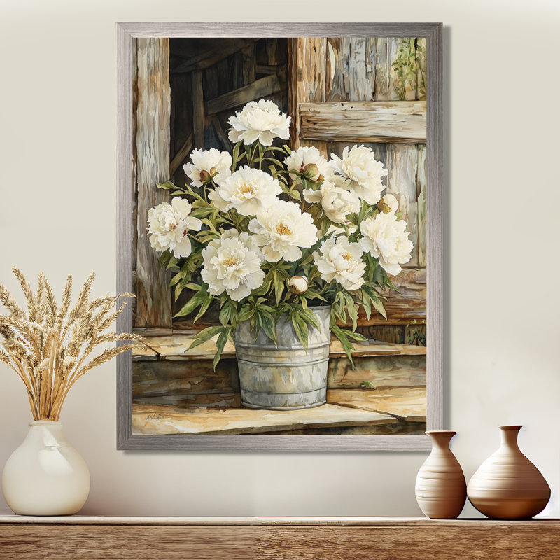 Paulette - impressions murales florales, Impression d'un seul cadre photo, Argent argent, H 40 po x l 30 po