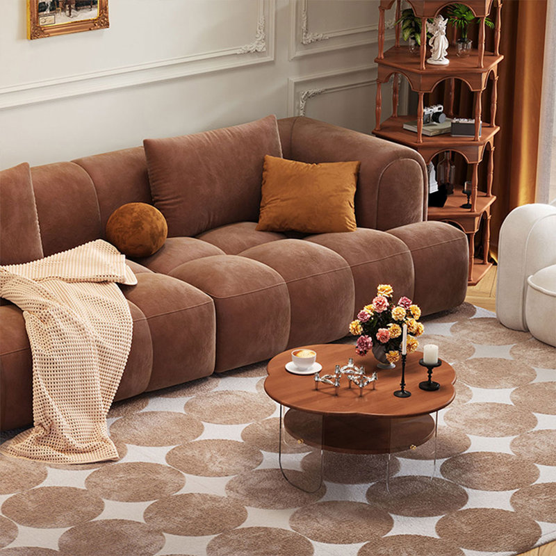 Canapé modulaire 94,49 po brun 100% polyester, 94.49"W*39.37"D*26.77"H