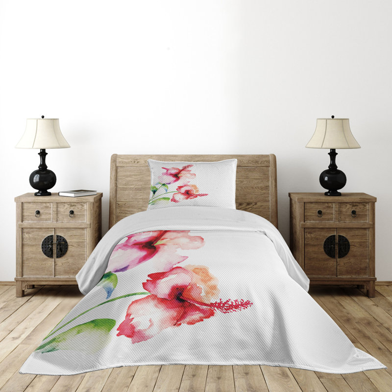 Ambesonne Flower Coastal Coverlet Set
