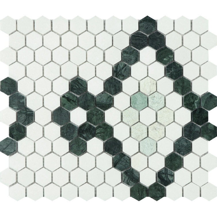 Marble 1" Hexagon With Flower Trellies Wall And Floor Tile
