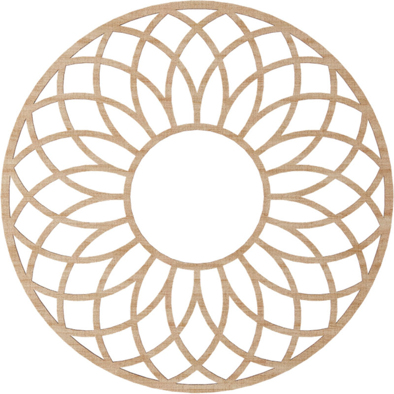 26"OD x 8 7/8"ID x 3/8"T Cannes Wood Fretwork Pierced Ceiling Medallion, Hickory, Alder, 24" H x 24" W x 0.38" D