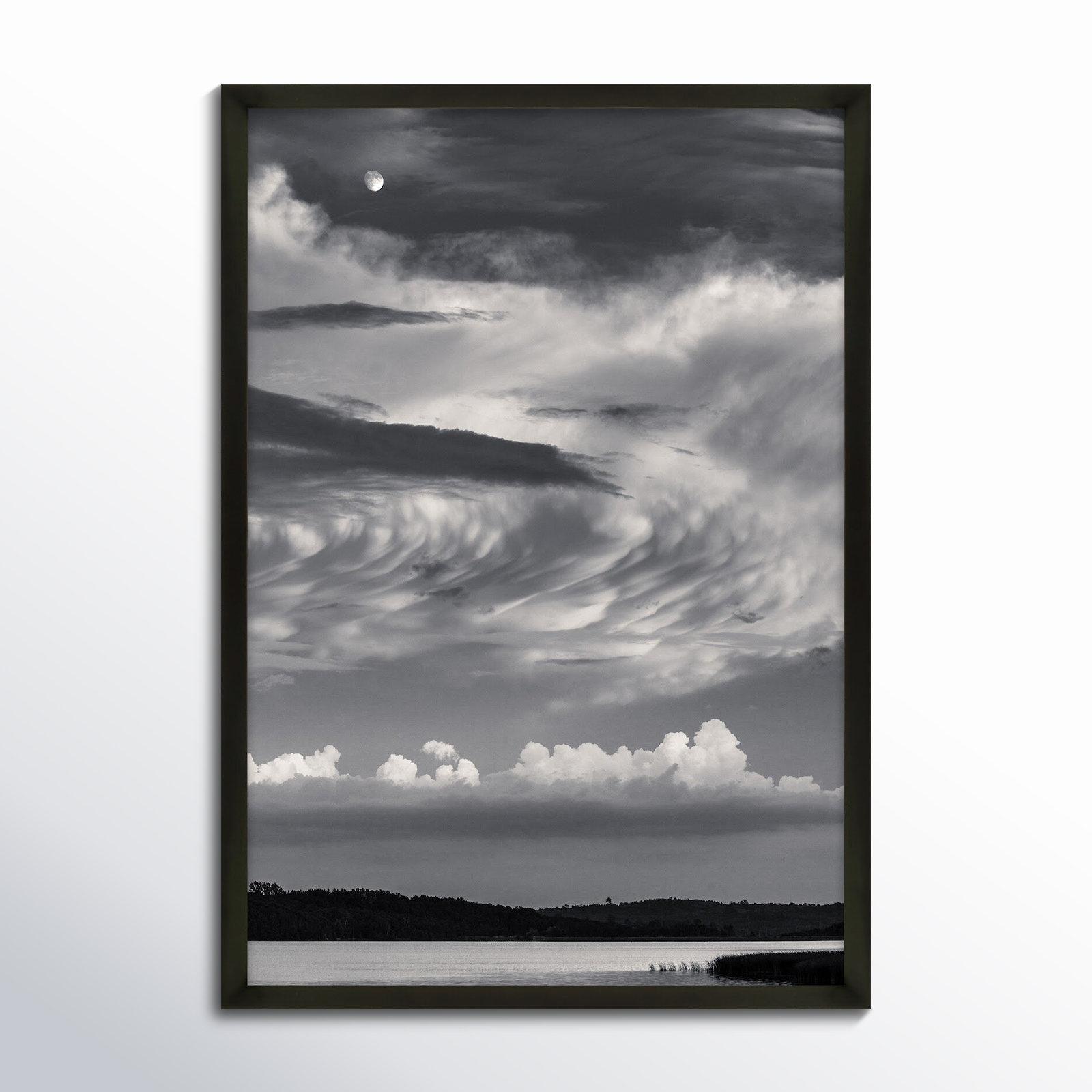 Garden Sign "Island Lake Moon" Print, 50" H x 35" W x 1.25" D, Black