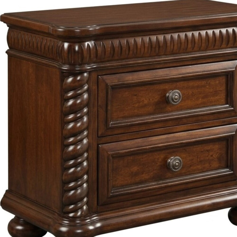 Chêne foncé 2 tiroirs Zosia 29,88 po W Table de chevet