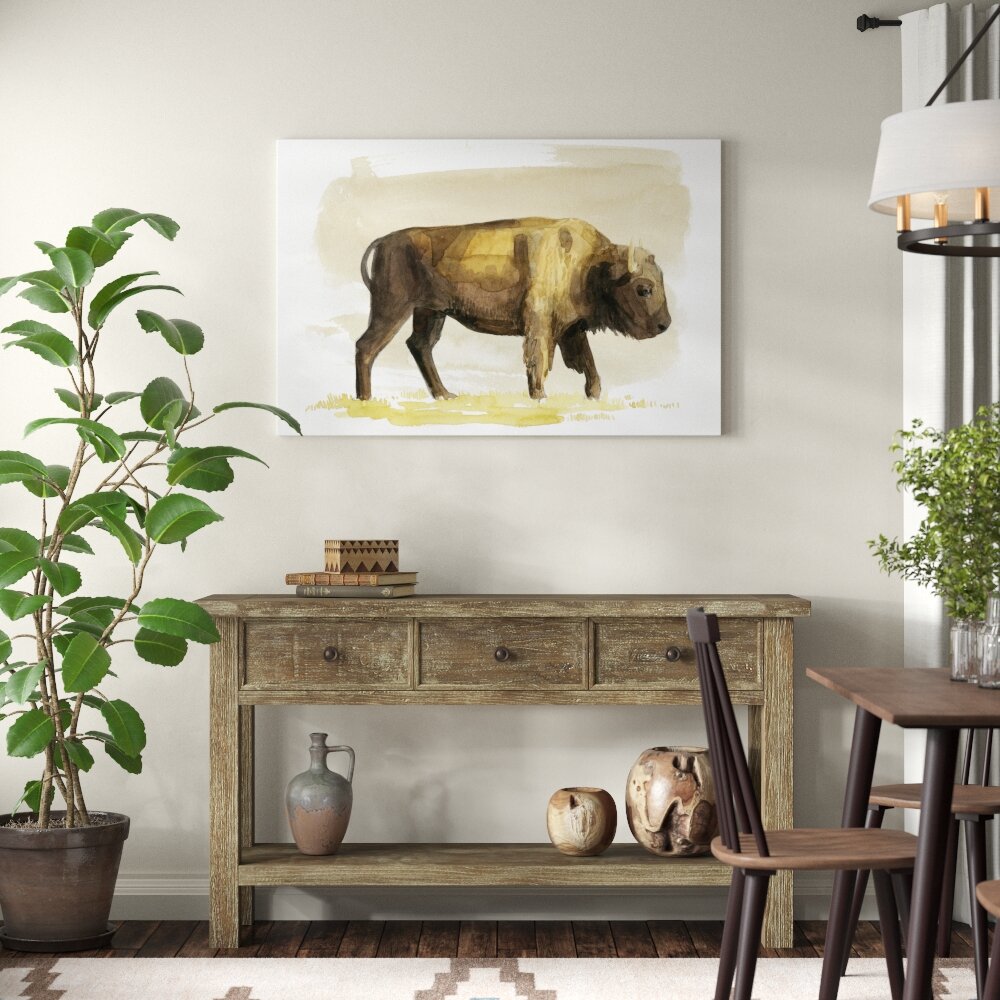 Leinwandbild Bison Watercolor Sketch I von Grace Popp