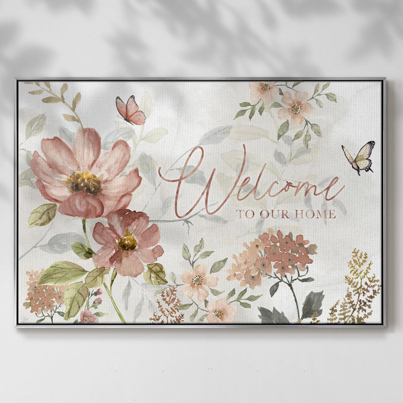 Summers Welcome - Toile tendue avec châssis encadrée, Encadrement argenté, H 27 po x l 41 po x P 2 po