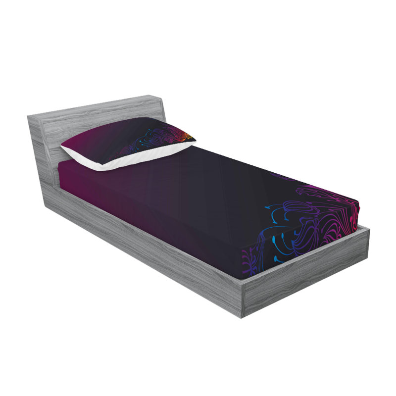 Multicolore drap-housse et coussin décoratif Ambesonne, Ensemble de draps pour lit simple + 3 pièces supp