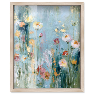 «Ethereal Springtime I Shadowbox Print», art mural floral bleu par