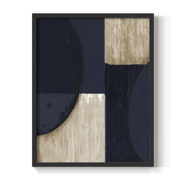 Navy Reflections Framed Print - Solid Wood, 20" H x 16" W, Black