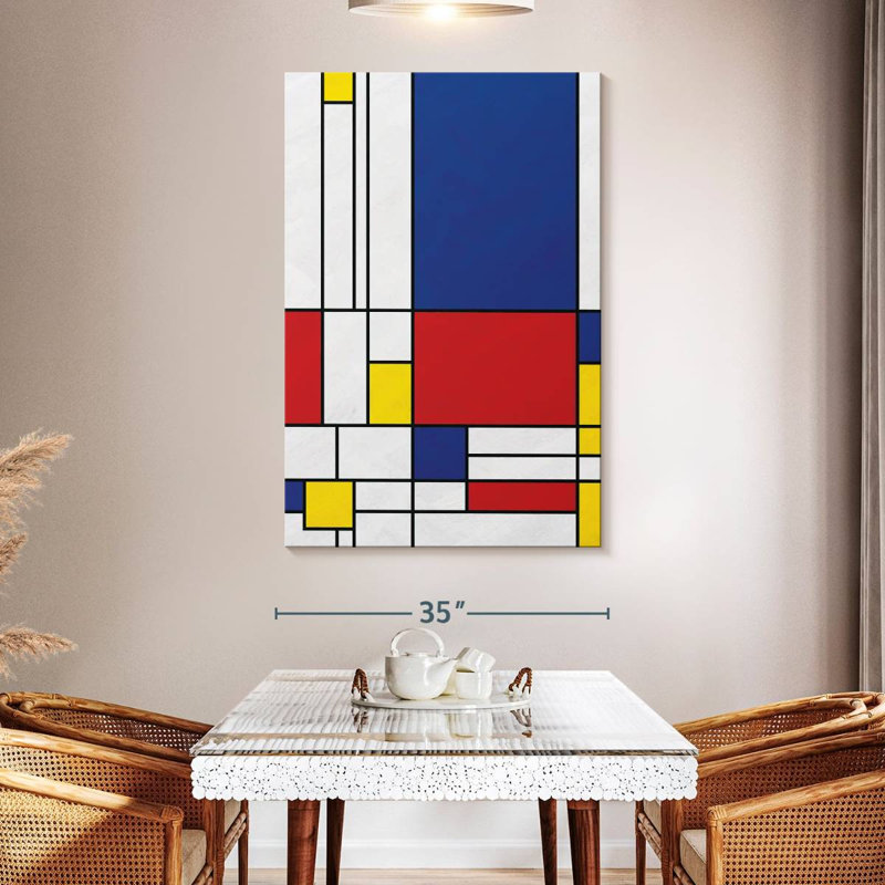Géométrique «Mondrian II» sur toile, H 51 po x l 34 po x P 1,25 po