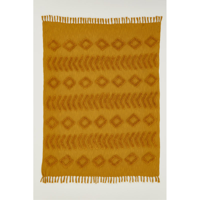 Kabeli 100% Cotton Blanket Throw, Ochre