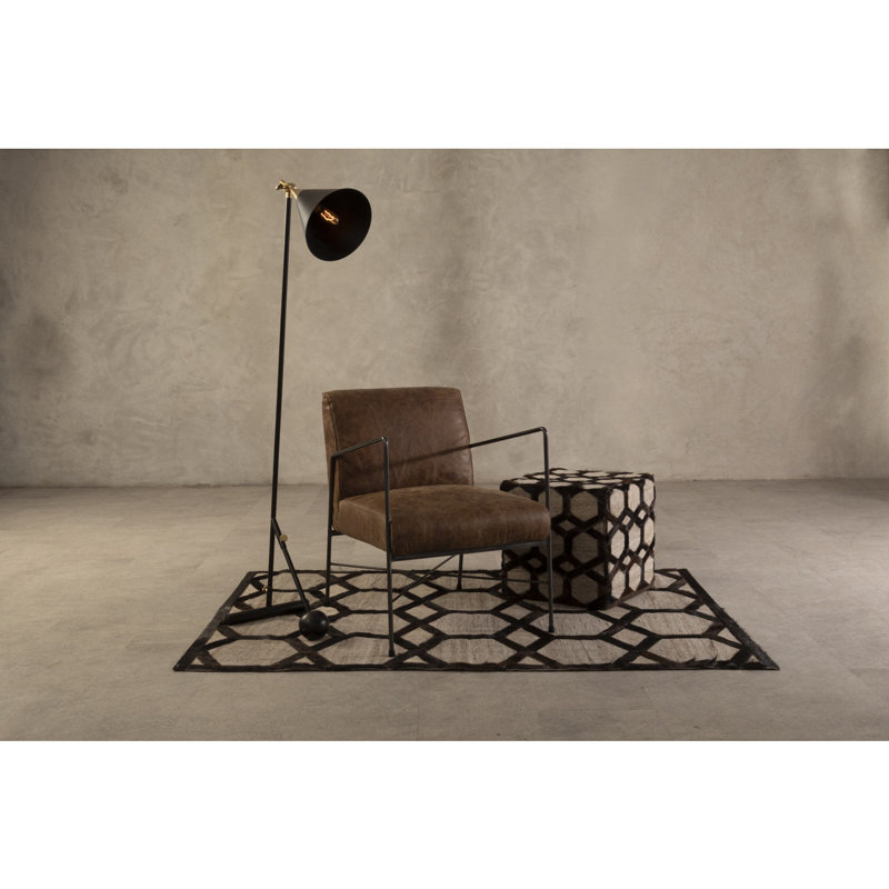 Orono 44cm H Genuine Leather Upholstered Armchair, Brown
