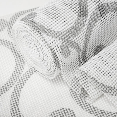 Shelf Liner, Non-Adhesive Non-Slip Cabinet Liners, Drawers Liners,White Grey,12in x 20Ft (240 inch)