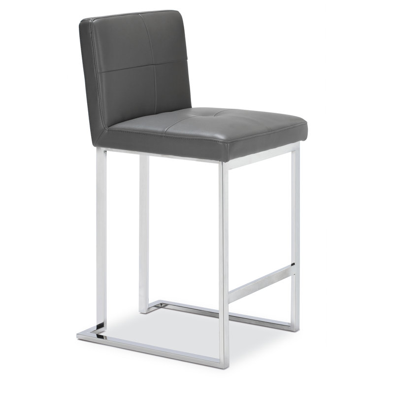 Adamson Upholstered Counter Stool with Metal Frame, Grey